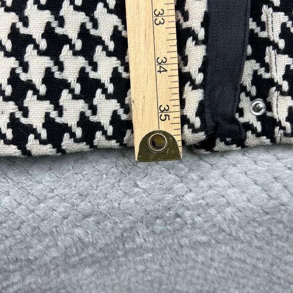 Calvin Klein Womens Houndstooth Coat Wool Blend Black Ivory Zipped Jacket Sz 8 - Picture 8 of 16